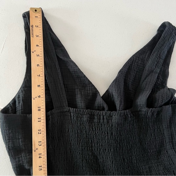 Steve Madden Taryn Cotton Gauze Midi Dress Sleeveless V Neck  Black Large - Picture 14 of 15
